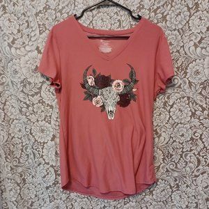 No Boundaries Cow Skull Shirt, XL